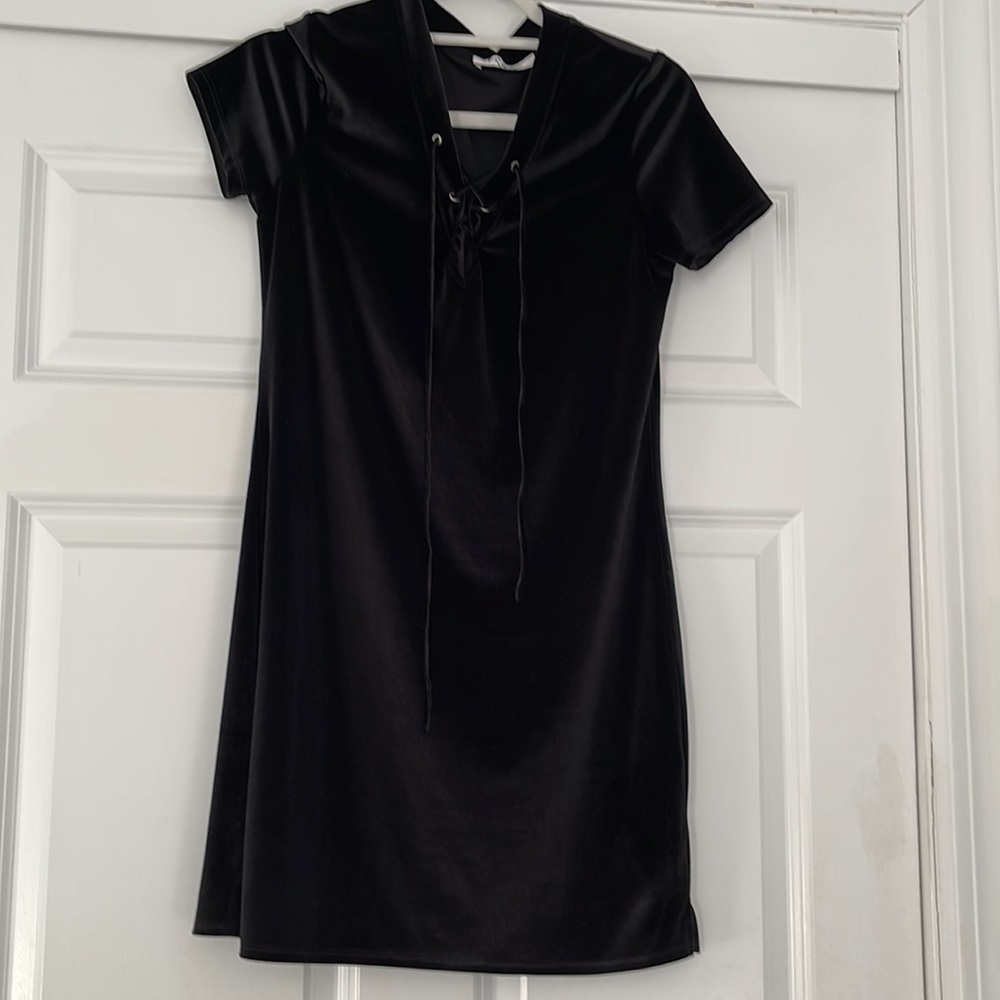 Velvet Dress with laces tie on top